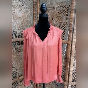 Joie Women's Burnt Orange Satin Feel Blouse_Med